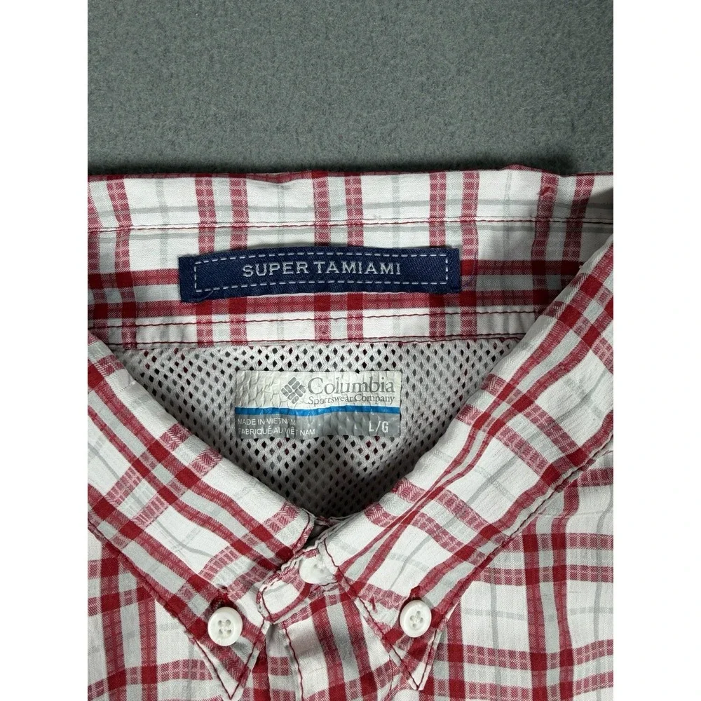 Columbia PFG Super Tamiami Arkansas Razorbacks Shirt Men L Plaid L/S Vented